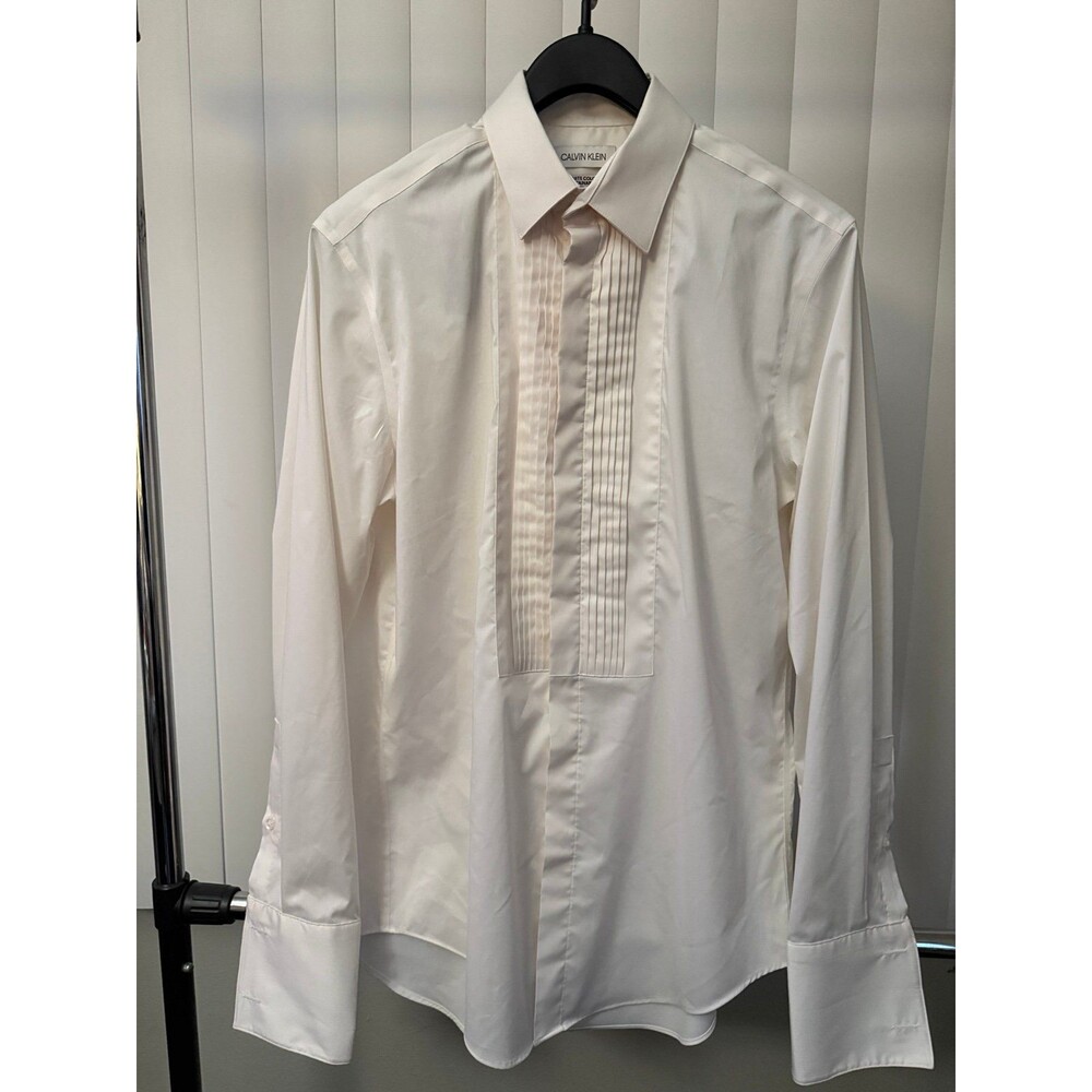 Men’s Calvin Klein Infinite Color Sustainable Off White Dress Shirt Size Medium